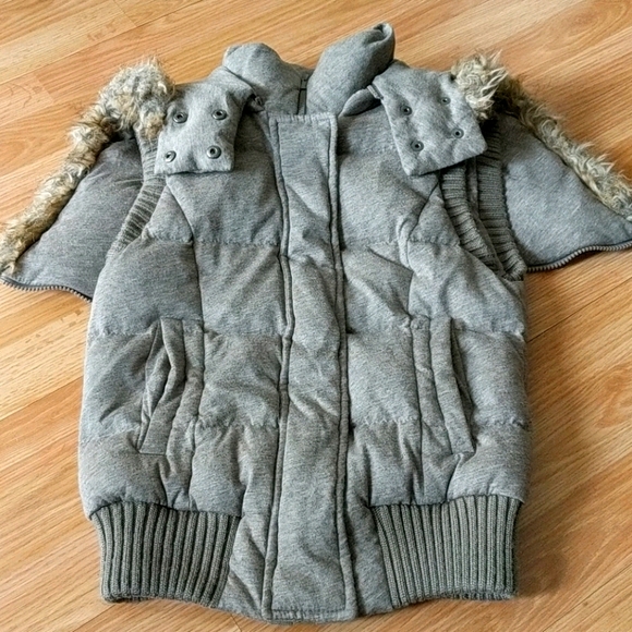 BCBG Grey Melange Hooded Puffer Vest - Picture 1 of 11